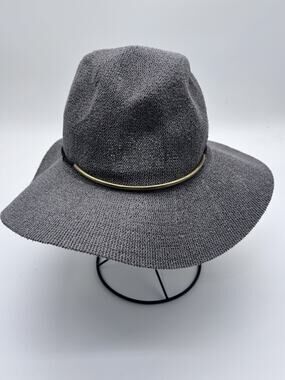 San Diego Hat Co. Women’s Knit Fedora – Grey with Braided Trim & Gold Detail NWT